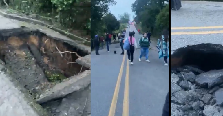 Atentos | vía Bucaramanga - Bogotá está totalmente cerrada, el corredor nacional se abrió en pedazos en varios tramos: en videos la pérdida de banca