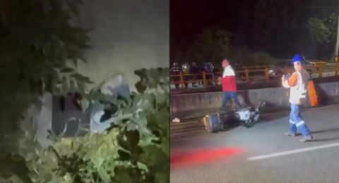 Un motociclista cayó más de 50 metros al vacío en la vía entre San Jerónimo y Santa Fe de Antioquia: un conductor lo habría cerrado y escapó del lugar