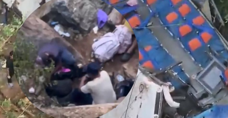 Indignación por robo a víctimas de bus accidentado en Antioquia: video muestra a cuatro personas llevándose pertenencias de la zona del trágico suceso