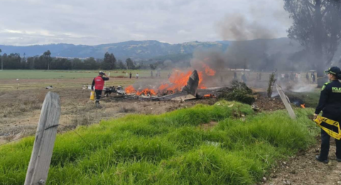Imágenes de avioneta accidentada entre Paipa y Duitama, Boyacá: en la aeronave viajaba el cantante Yeison Jiménez