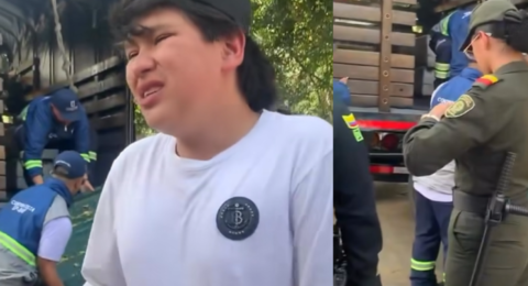Video | Joven vendedor rompe en llanto tras el decomiso de su carreta de frutas en Medellín: ‘Eso no se le hace a los trabajadores’