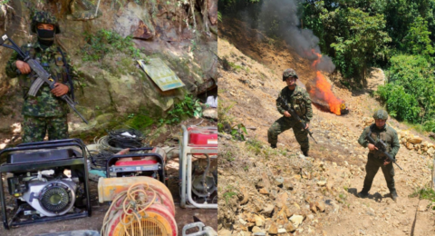 Ocho unidades de minería ilegal fueron intervenidas por el Ejército en Buriticá, Antioquia: van 17 operaciones ilícitas afectadas en el departamento