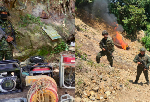 Ocho unidades de minería ilegal fueron intervenidas por el Ejército en Buriticá, Antioquia: van 17 operaciones ilícitas afectadas en el departamento