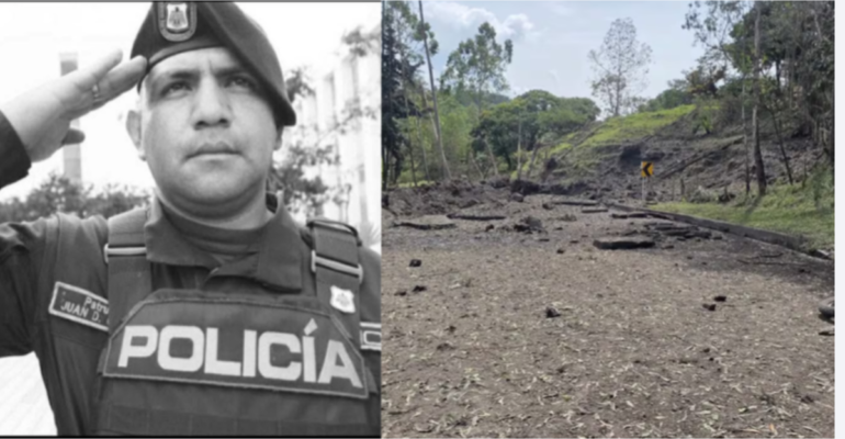 La vía Panamericana quedó con destrozos, luego de la explosión de un artefacto al paso de patrulla de Policía: ¿quién era el uniformado asesinado?
