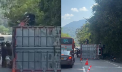 Revelan la causa del volcamiento de un camión durante la mañana de este sábado 4 de abril en la vía La Vega-Villeta: le robaron la carga