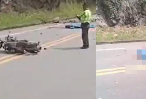 Motociclista de 25 años murió tras caída de rocas en la vía La Pintada–Supía, en Caldas: iba en una Suzuki Gixxer