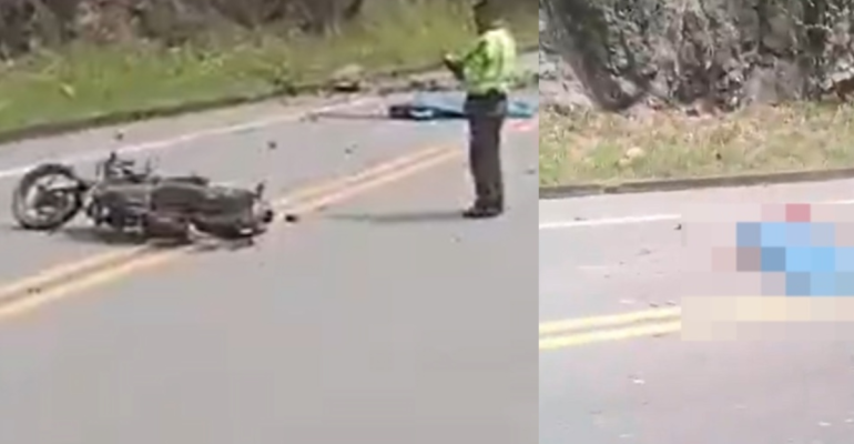 Motociclista de 25 años murió tras caída de rocas en la vía La Pintada–Supía, en Caldas: iba en una Suzuki Gixxer