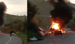 Reportan vehículo incinerado en vía Panamericana en Santander de Quilichao: Policía investiga si se trata de nuevo ataque en el Cauca con explosivos
