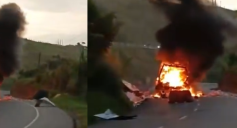 Reportan vehículo incinerado en vía Panamericana en Santander de Quilichao: Policía investiga si se trata de nuevo ataque en el Cauca con explosivos