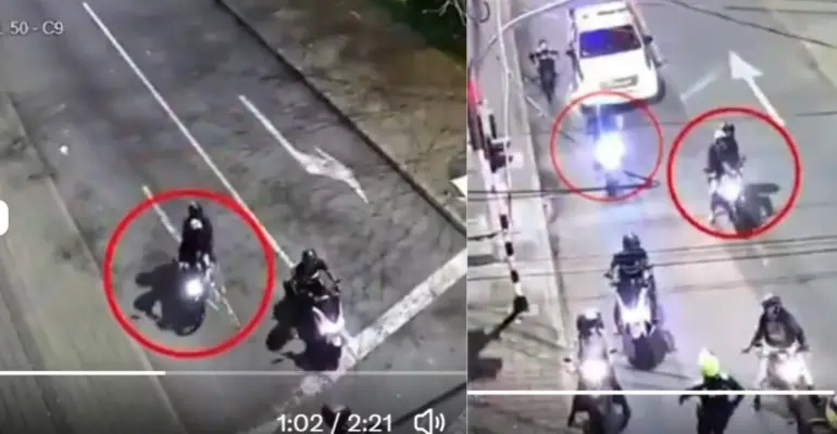De película, video de cómo motociclistas armados iban a robar a otro en las calles de Medellín y la Policía lo evitó: el alcalde presentó la grabación