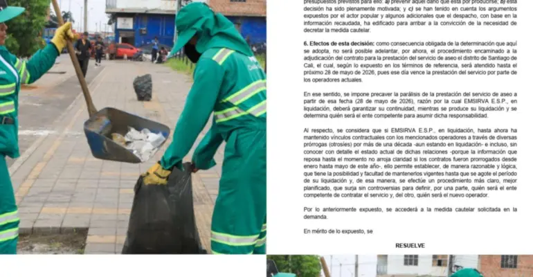 ¿Qué ha pasado con los contratos con los operadores de aseo de Cali y el ultimátum del Tribunal del Valle a Emsirva? Esto respondió la empresa