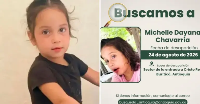Tras una semana de búsqueda, Michelle Dayana Henao, de seis años, fue encontrada sin vida en zona rural de Buriticá, Antioquia