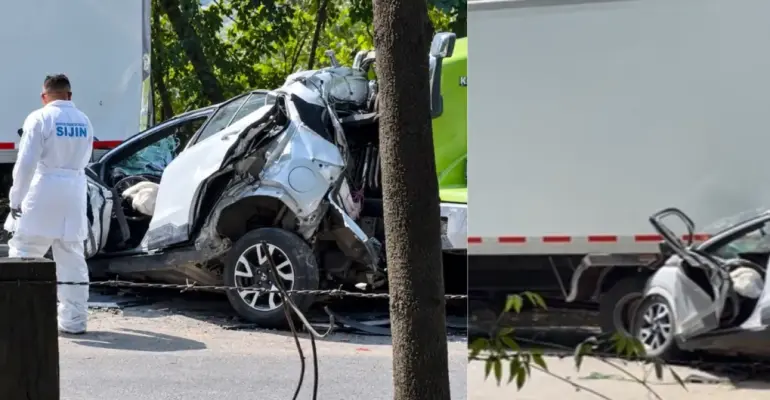 Aparatoso accidente múltiple en Simacota, Santander, deja una mujer muerta y dos heridos: uno de los carros chocó contra un camión y quedó destruido