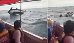 En video quedó registrado el momento en que una lancha con turistas se volcó en aguas de Santa Marta: fuerte oleaje habría provocado el accidente