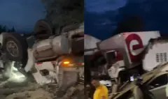 Videos del fuerte accidente del tractocamión que se estrelló contra una vivienda en la vía Lebrija - Girón, dejando 7 heridos y una persona muerta