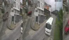 Impactante video captó a un conductor que perdió el control de su vehículo y cayó por una pendiente en Manizales: chocó contra una vivienda