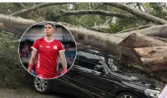 Video | Un árbol impactó el vehículo del jugador de América de Cali Nicolás Hernández en pleno vendaval