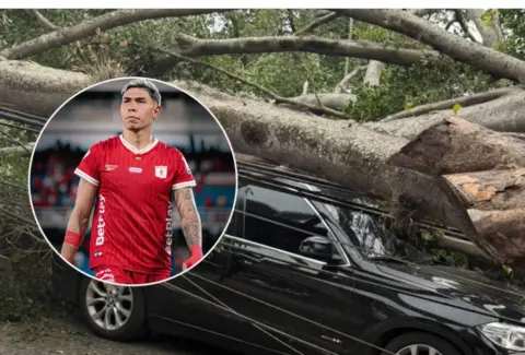 Video | Un árbol impactó el vehículo del jugador de América de Cali Nicolás Hernández en pleno vendaval