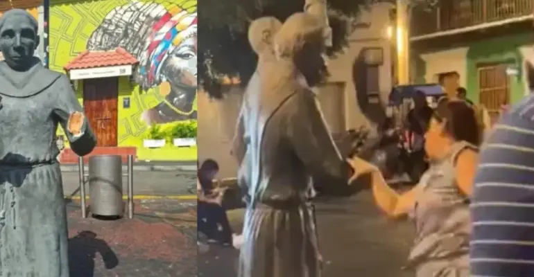 Estatua dañada en Cartagena: piden aplicar a turista una reparación como la de ‘Epa Colombia’ y alcalde exige que responda