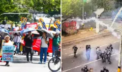 Las movilizaciones mayoritariamente pacíficas de este miércoles en Medellín concluyeron con disturbios a las afueras de la Universidad de Antioquia