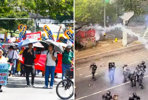 Las movilizaciones mayoritariamente pacíficas de este miércoles en Medellín concluyeron con disturbios a las afueras de la Universidad de Antioquia