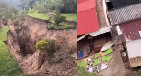 Emergencia en Moniquirá, Boyacá, por deslizamiento de tierra en la vereda de Pajales tras fuertes lluvias: se reportan tres casas afectadas