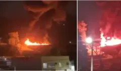 Accidente de tránsito en el puente Helicoidal de Calarcá, Quindío, terminó con un vehículo de carga volcado e incendiado