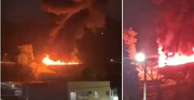 Accidente de tránsito en el puente Helicoidal de Calarcá, Quindío, terminó con un vehículo de carga volcado e incendiado