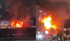 Reportan grave incendio cerca del centro comercial La Plazuela, en Cartagena: hay varios locales afectados y bomberos atienden la emergencia